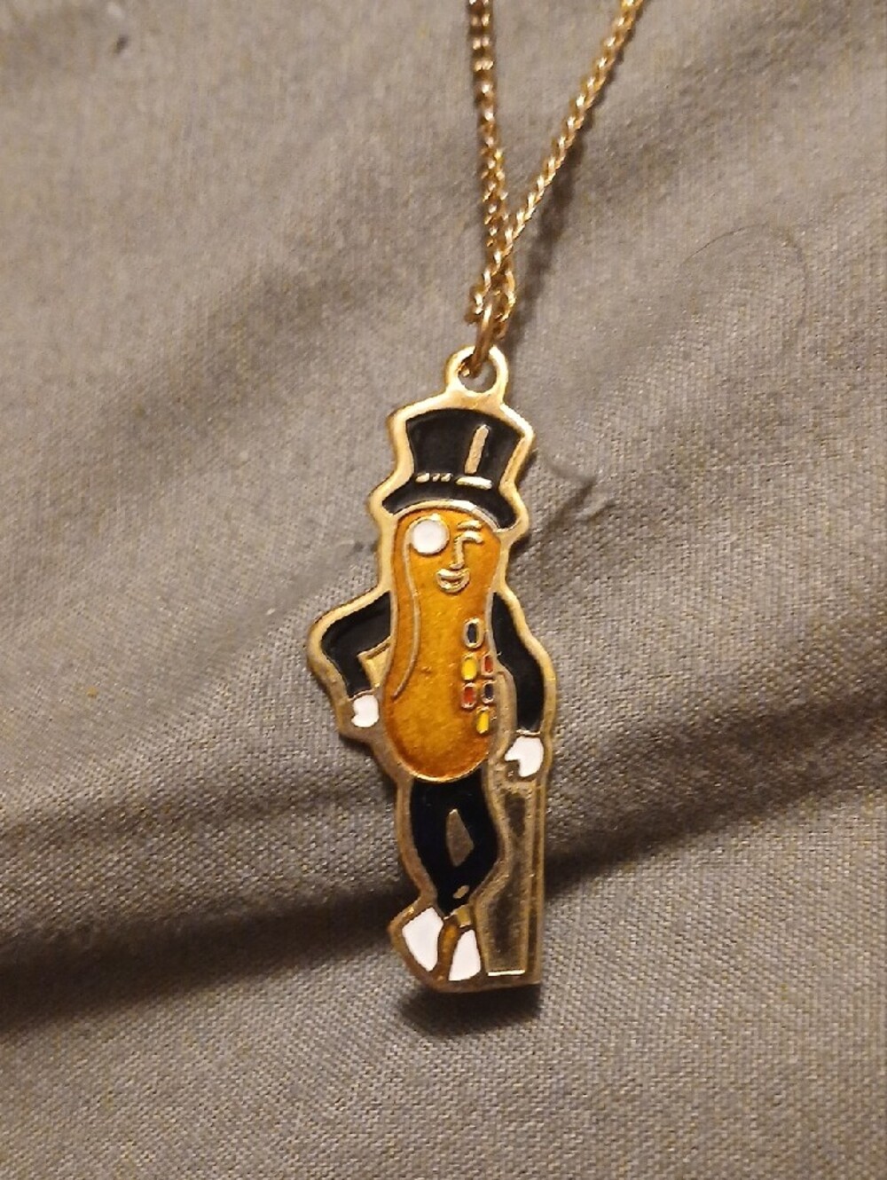 Gold-Tone Mr Peamut Character Pendant Necklace - Women's Fashion Accent - Picture 2 of 4
